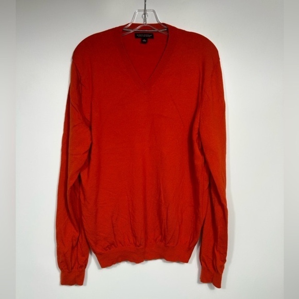 Banana Republic Extra Fine Merino Wool Sweater Size XL Red V-Neck Long Sleeves